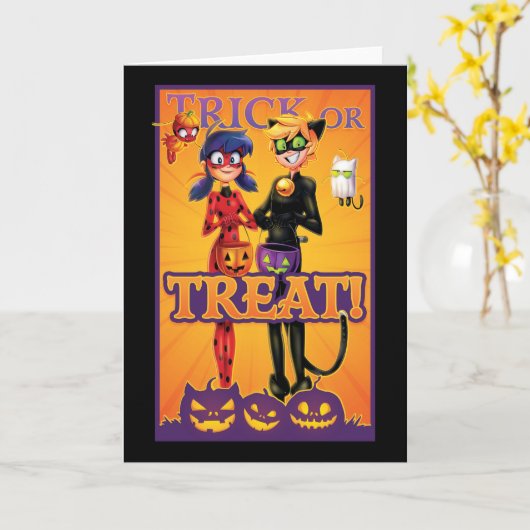Lieve Bug & Cat Noir | Trick or Treat! Kaart (Gele Bloem)