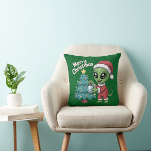 Lieve buitenaardse kerstman grappige kerstvakantie kussen