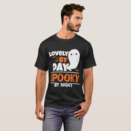Lieve by Day Spooky van Night Ghost Toddler Boy Ha T-shirt (Voorkant volledig)