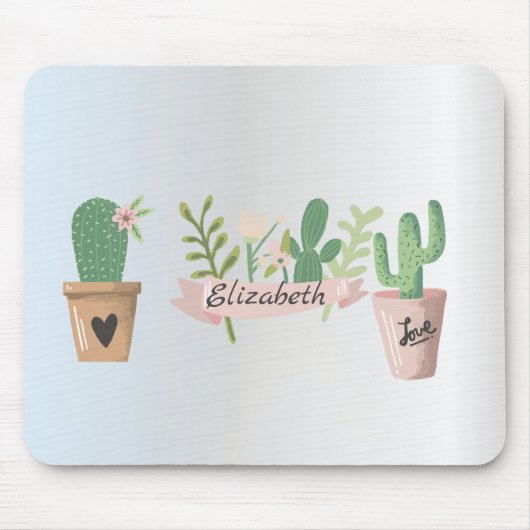 Lieve Cactus, Zilver  Muismat (Voorkant)