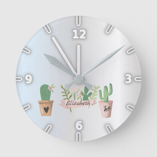 Lieve Cactus, Zilver Ronde Klok (Voorkant)