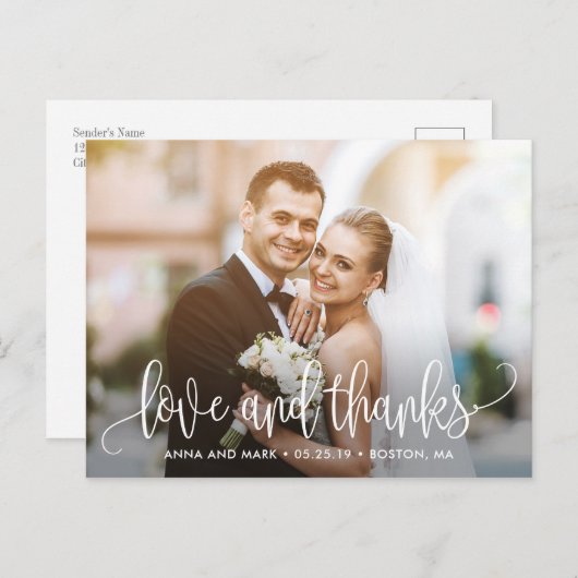 Lieve Calligrafie EDITABLE KLOR Hartelijk dank Briefkaart (Voorkant / Achterkant)