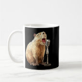 Lieve Capybara met Microfoon voor Karaoke en Zinge Koffiemok (Links)