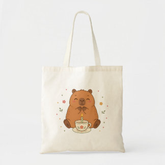 Lieve Capybara Verjaardagskaars Theekopje Boodscha Tote Bag
