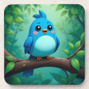 Lieve Cartoon Blauwe Vogel Bier Onderzetter