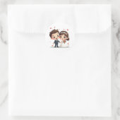 Lieve Cartoon Bruid en Bruidegom Stickers (Tas)