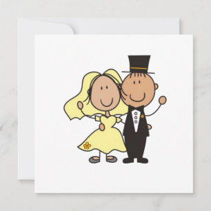 Lieve Cartoon Bruid en Bruidegom Whimsical Huwelij Kaart