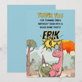 Lieve Cartoon Dinosaur Verjaardag Bedankkaart (Voorkant / Achterkant)