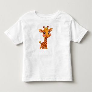 Lieve Cartoon Giraffe Staat Vrolijk Kinder Shirts