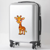 Lieve Cartoon Giraffe Staat Vrolijk Sticker (Koffer)