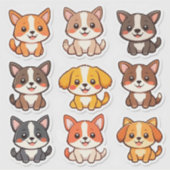 Lieve Cartoon Knuffel Hond Stickers (Voorkant)