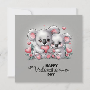 Lieve Cartoon Koala Liefhebbers Hartjes Valentijns Feestdagenkaart