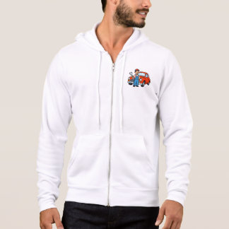 Lieve Cartoon Monteur met Illustratie van Rode Aut Hoodie