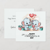 Lieve Cartoon Olifant Liefhebber Hart Valentijnsda Feestdagenkaart (Voorkant / Achterkant)