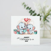 Lieve Cartoon Olifant Liefhebber Hart Valentijnsda Feestdagenkaart (Staand voorkant)