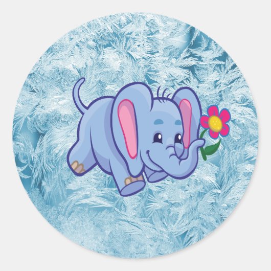 Lieve cartoon olifant ronde sticker (Voorkant)