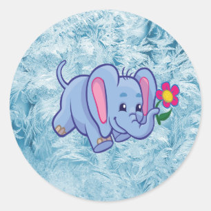 Lieve cartoon olifant ronde sticker