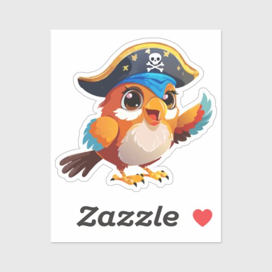 Lieve cartoon papegaai piraat sticker (Vel)