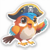 Lieve cartoon papegaai piraat sticker (Voorkant)
