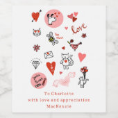 Lieve Cartoon Persoonlijke Wijn Etiket (Enkel label)
