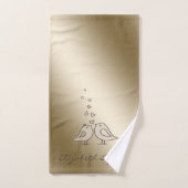 Lieve Cartoon Vogels Verliefd -Persoonlijk Bad Handdoek (Handdoek)