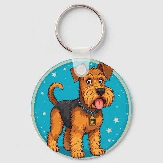 Lieve Cartoonhond Illustratie Sleutelhanger (Voorkant)
