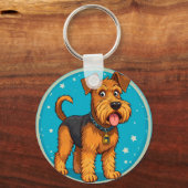 Lieve Cartoonhond Illustratie Sleutelhanger (Voorkant)