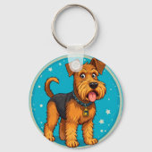 Lieve Cartoonhond Illustratie Sleutelhanger (Achterkant)
