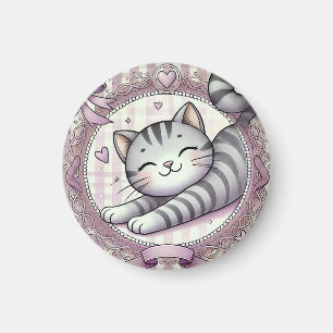 Lieve Cartoonillustratie van een catachtige kat Magneet