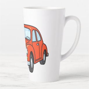Lieve Cartoonmonteur met Illustratie van Rode Auto Latte Mok
