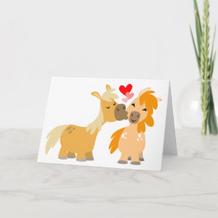 Lieve cartoonpony's verliefd op Valentijnskaart Kaart