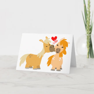 Lieve cartoonpony's verliefd op Valentijnskaart Kaart