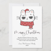 Lieve Chagrijnige Kat Dierenliefhebber Kerst Platt Feestdagenkaart (Voorkant)