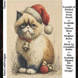 Lieve Chagrijnige Kerstkat EB1R Decoupage Tissuepapier