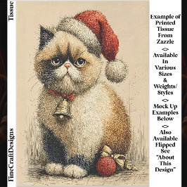 Lieve Chagrijnige Kerstkat EB1R Decoupage Tissuepapier