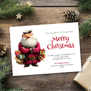 Lieve Chagrijnige Kerstman Grappige Kerst Comic Gr Feestdagenkaart