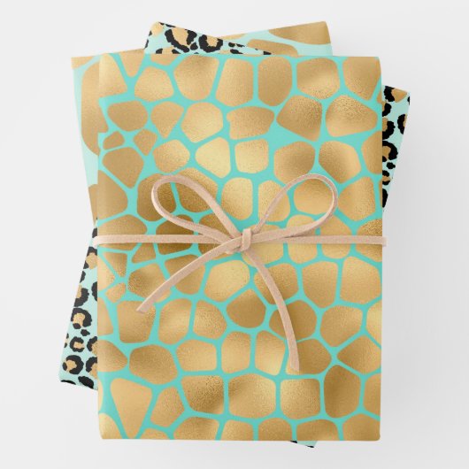 Lieve Cheetah Print en Giraffe Spots Inpakpapier Vel (In situ)