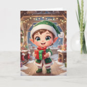 Lieve Chibi Elf met Persoonlijk Kerstcadeau Kaart (Voorkant)