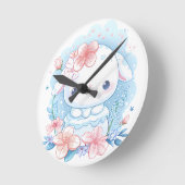 Lieve Chibi Konijn Illustratie Ronde Klok (Hoek)