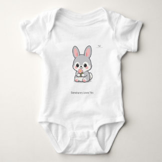 Lieve Chibi Konijn met Bloem Persoonlijk Romper