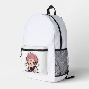 Lieve Chibi Pruilende Koning Sticker - Kawaii Roze Bedrukte Rugzak