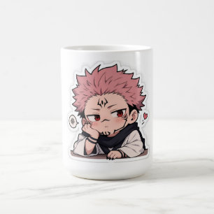 Lieve Chibi Pruilende Koning Sticker - Kawaii Roze Koffiemok