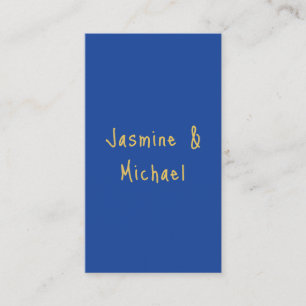 Lieve Chic Calligrafie Koppel Namen Blauw & Goud Informatiekaartje