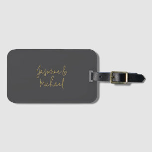 Lieve Chic Calligrafie Koppel Namen Grijs & Goud Bagagelabel