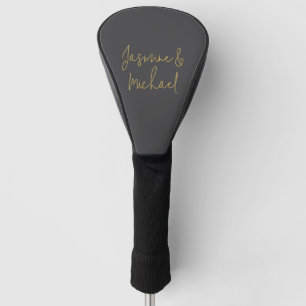 Lieve Chic Calligrafie Koppel Namen Grijs & Goud Golfheadcover