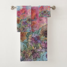 Lieve Chique Bloementuin Aquarel Schildering Bad Handdoek