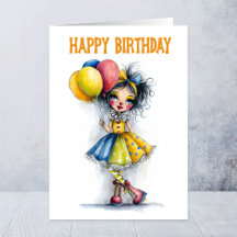 Lieve Circusclown met Ballonnen Verjaardag