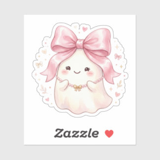 Lieve Coquette Geest Met Roze Satijnen Strik Hallo Sticker