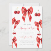 Lieve Coquette Kers op de Top Baby Shower rood Kaart (Voorkant)