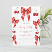 Lieve Coquette Kers op de Top Baby Shower rood Kaart (Staand voorkant)